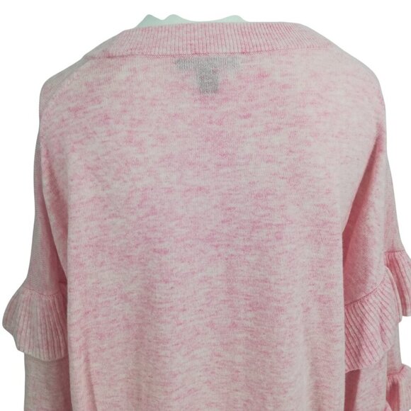 J Crew Crew Neck Ruffle Sleeve Wool Blend Sweater Size XL Pink Romantic Knit - Picture 9 of 12
